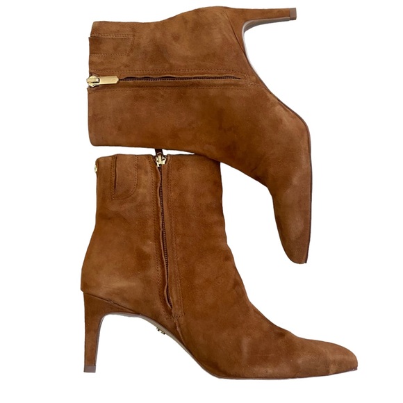 NEW Sam Edelman Ulissa suede pointy kitten heel boots booties cognac brown 7 37 - Picture 3 of 15